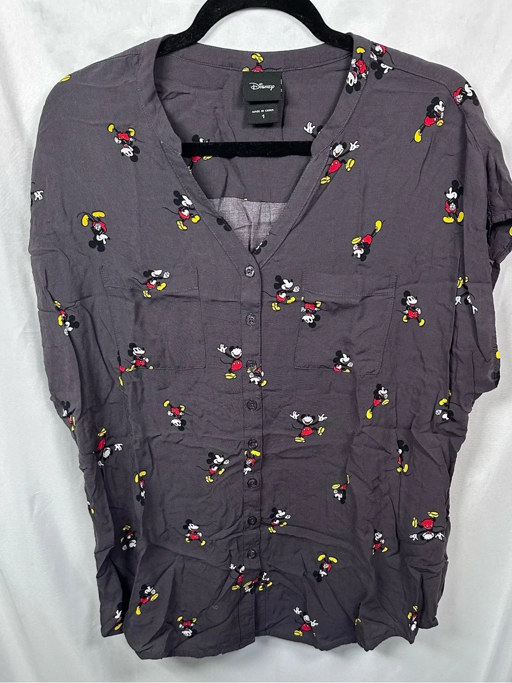 Torrid Disney Mickey Mouse Button-Up Challis Blouse Size 1 - Picture 1 of 11